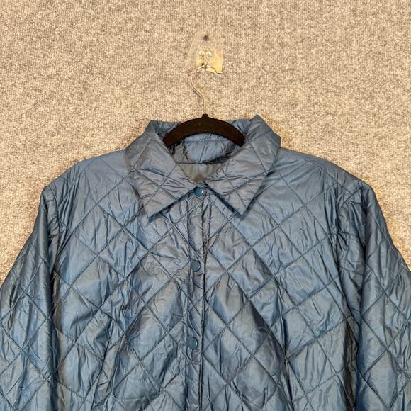 Chicos Jacket Womens 3 Blue Quilted Lightweight Puffer Insulated Snap Up Coat - Picture 3 of 9